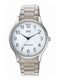 Q&Q Herrenuhr 40mm Batterie mit Weißem rostfreiem Stahlarmband