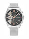 Tommy Hilfiger Baker Ceas Bărbați 44mm Cronograf Baterie Cu Brățară Argintie Din Oțel