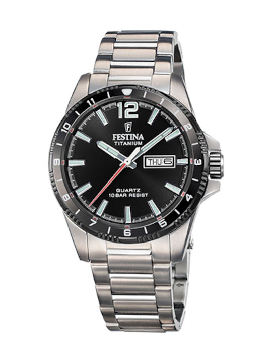 Festina Ανδρικό Ρολόι 43mm Μπαταρίας με Γκρι Μεταλλικό Μπρασελέ
