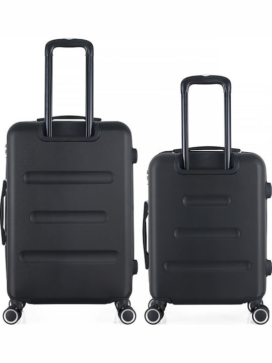 Ankor Travel Suitcases Hard Black Maximum Height 65cm with 4 Wheels Set of 2pcs 836178