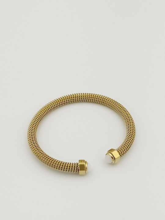 Sh509 Gold-Plated Steel Bracelet with White Stones