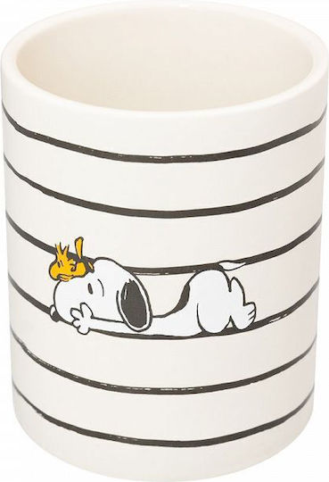 Ceramic Pencil Holder in White Color 1pcs 10.5x8.5x10.5cm