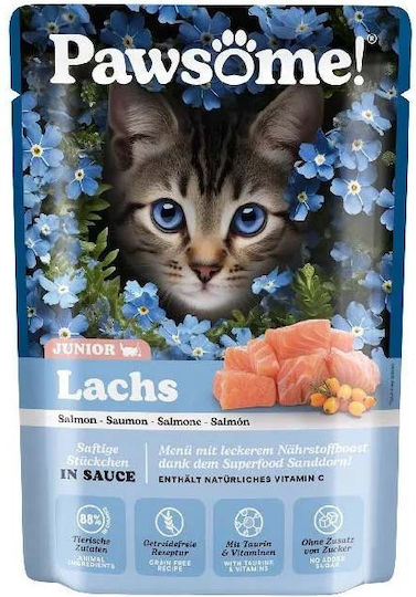Pawsome Υγρή Τροφή για Ανήλικες Γάτες σε Φακελάκι με Σολομό 85gr