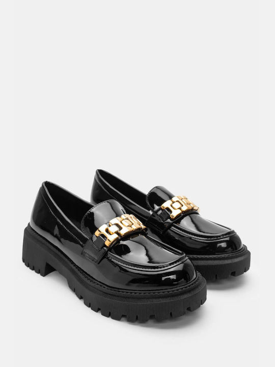 Moccasins Decorative Chain 4309959-black-patent leather