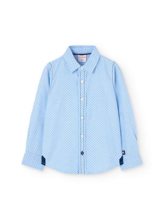 Boboli Kids Polka Dot Shirt Light Blue