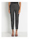 Damen Hoch tailliert Stoff Hose in Geradem Schnitt Schwarz