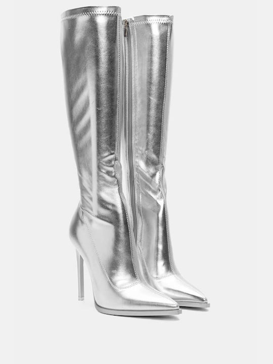 Stiletto Sock Boots 4306311-silver