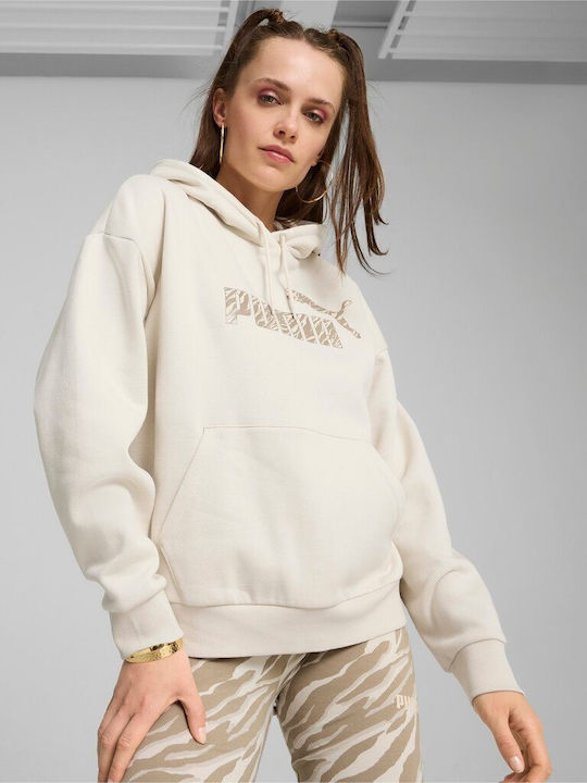 PUMA Ess+ Γυναικείο Φούτερ με Κουκούλα Μπεζ