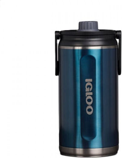 Igloo Glass Thermos Plastic / Stainless Steel BPA Free 1.892lt Blue with Straw