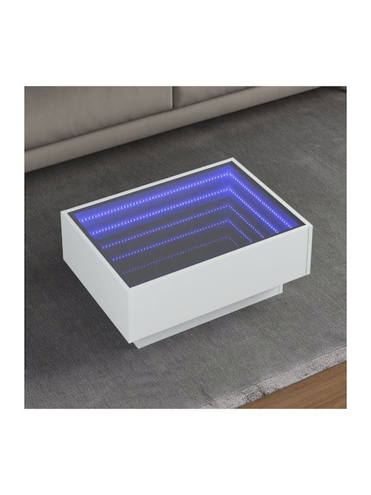 Masă de cafea cu LED alb 70x50x30 cm lemn compozit alb 70 x 50 x 30 cm