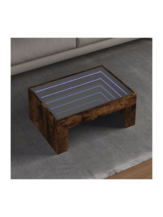 Coffee Table Infinity Light Led Smoked Oak 70x50x30 cm 847613 Brown