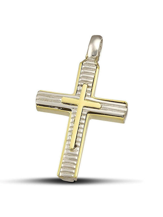 Themelidis Jewels Ανδρικός Λευκόχρυσος Σταυρός 14Κ Διπλής Όψης χωρίς Αλυσίδα