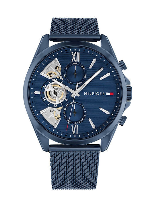Tommy Hilfiger Baker Men's Watch 44mm Battery with Blue Stainless Steel Bracelet