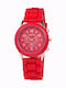 PS Silver Women's Watch with Red Rubber Strap