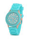 PS Silver Women's Watch with Turquoise Rubber Strap