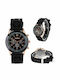 PS Silver Women's Watch with Black Rubber Strap