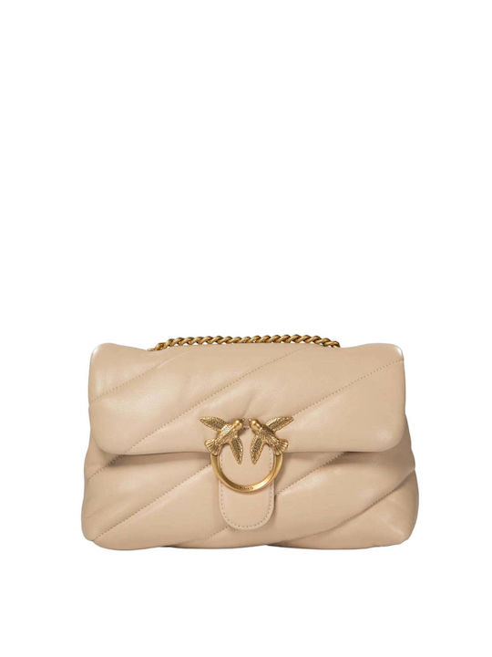 Pinko Love Classic Puff Din piele Geantă de damă Crossbody Bej