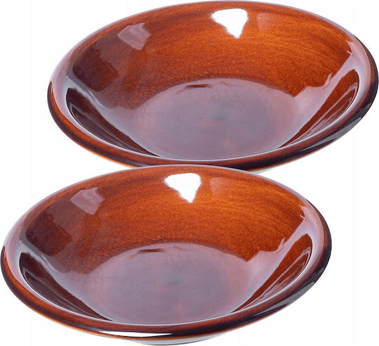 Kadax Farfurie adâncă Ceramică Maro cu Diametru 23cm 2buc