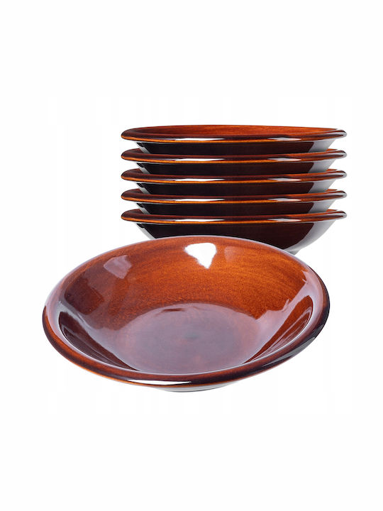 Kadax Plate Soup Ceramic Brown with Diameter 23cm 6pcs
