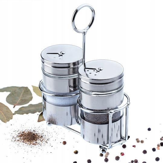 Kadax Set Sare și Piper Inox cu Suport 2buc