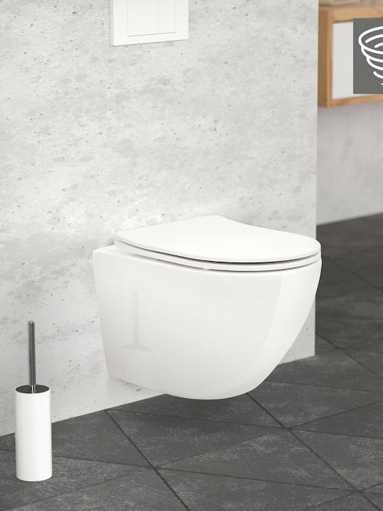 LuxeBath Wall-Mounted Toilet Rimless with Flush with Cover Duroplast White 4064649198630 LuxeBath Wall-Mounted Toilet Rimless with Flush with Cover Duroplast White 4064649198630
