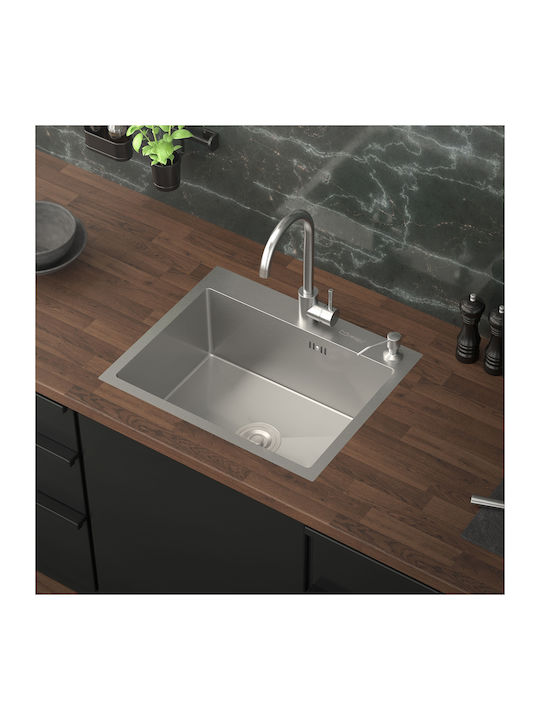 ML-Design Ένθετος Νεροχύτης Inox Μ55xΠ45cm Ασημί