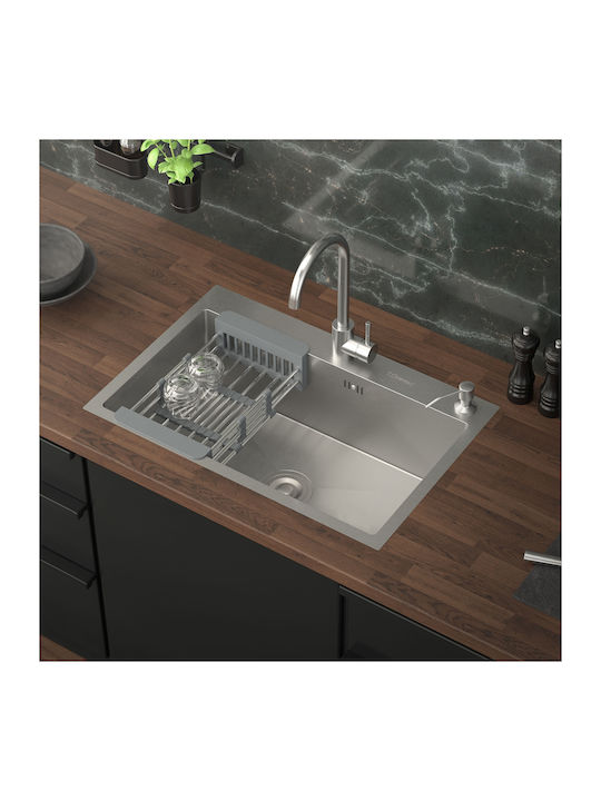 ML-Design Drop-In Spüle Inox B68xT45cm Silber