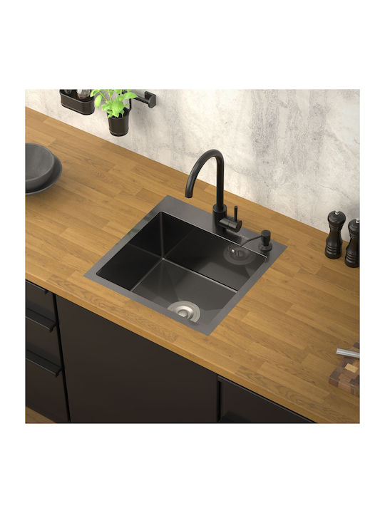 ML-Design Ένθετος Νεροχύτης Inox Μ45xΠ45cm Γκρι