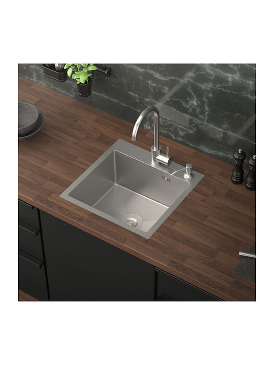 ML-Design Ένθετος Νεροχύτης Inox Μ45xΠ45cm Ασημί