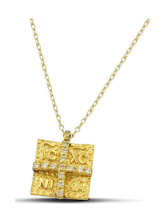 Themelidis Jewels Necklace Constantine Amulet from Gold 14K with Diamond