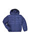 Daunen-Kinderjacke Kurz mit Kapuze Blau