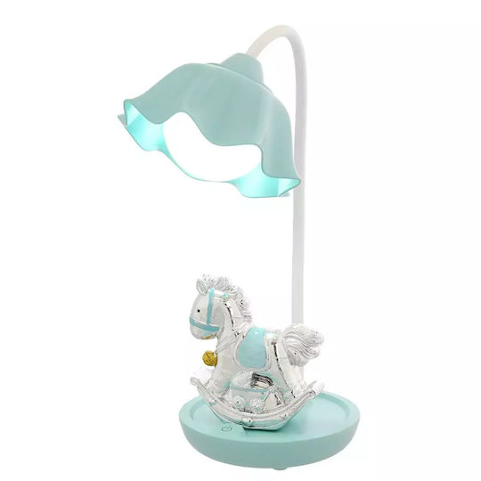 Bagutta Kids Portable Lamp Silver Horse Light Blue