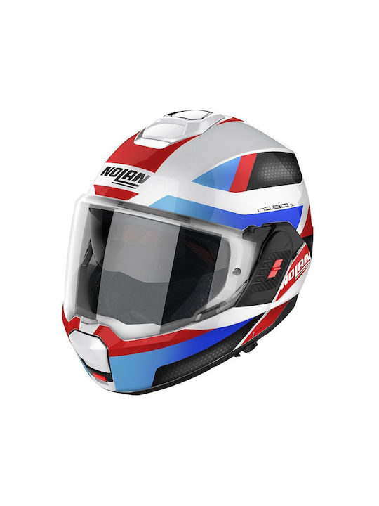 Nolan N120-1 Flip-Up Helmet with Sun Visor ECE 22.06 Metal White/Blue/Red/Black