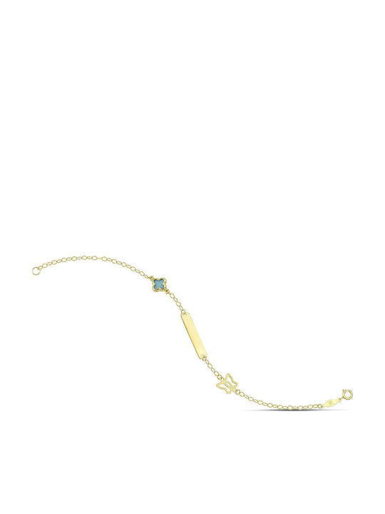 Themelidis Jewels Kids Bracelet ID from Gold 9K with Σταυρό & Butterfly