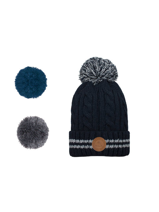 Cabaia Pom Pom Beanie Unisex Beanie Gestrickt in Blau Farbe