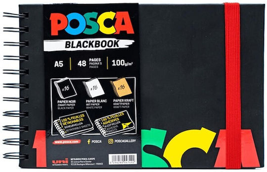 Sketchbook Uni Posca Blackbook A5 14.8 X 21Cm 48 Sheets