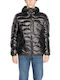 Blauer Herren Winter Jacke Lässig Schwarz