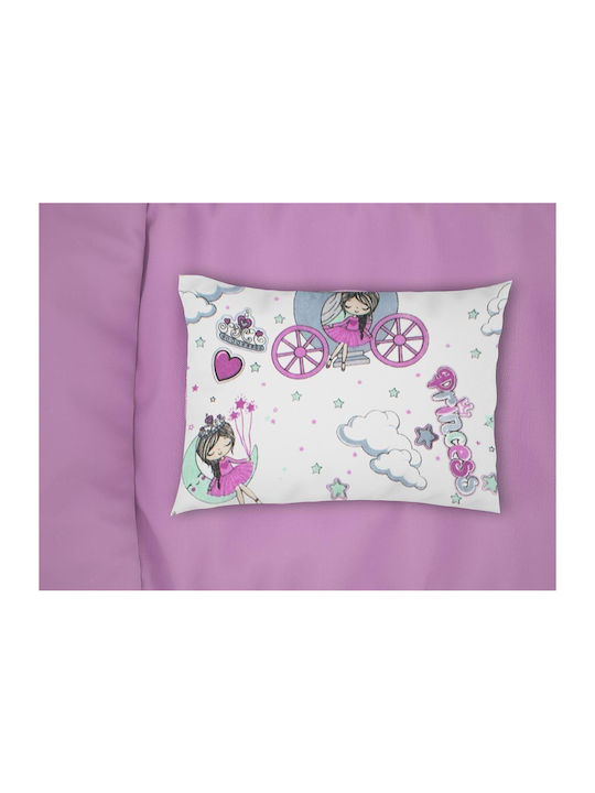 Dimcol Princess Kids Pillowcase 50x70cm White-lila