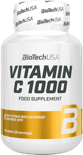 Biotech USA Vitamin C 1000 Βιταμίνη για Ενίσχυση του Ανοσοποιητικού, τo Δέρμα & Αντιοξειδωτική δράση 1000mg 30 ταμπλέτες
