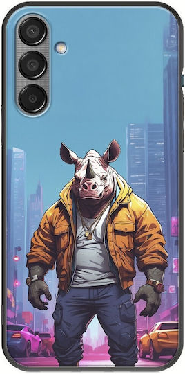 Street Animals Rhinoceros Samsung Galaxy M55 5g Black Tpu Μαύρη Σιλικόνη