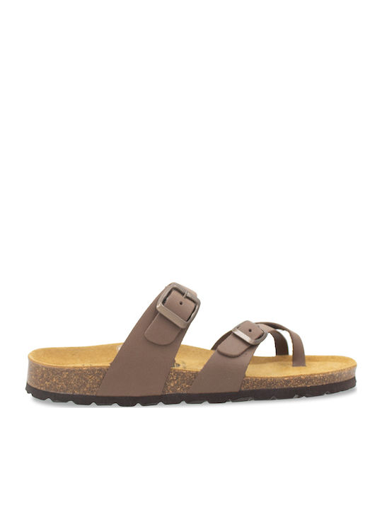 Flache Sandalen für Damen in Braun Farbe