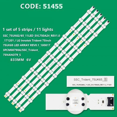 LG LED Backlight Μπάρες SSC_75UK62/65_11LED