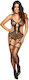 Catsuit Fantasy Sexy Bodystocking Mesh with Open Crotch Black