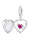 Silver me Loving Hanging Bead Charm Heart In Red Silver