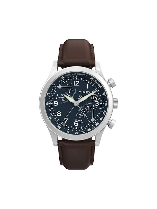 Timex Waterbury Watch Battery with Brown Leather Strap