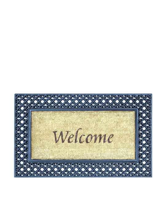 Import Hellas Entrance Mat made of Coir Welcome Beige 45x75cm