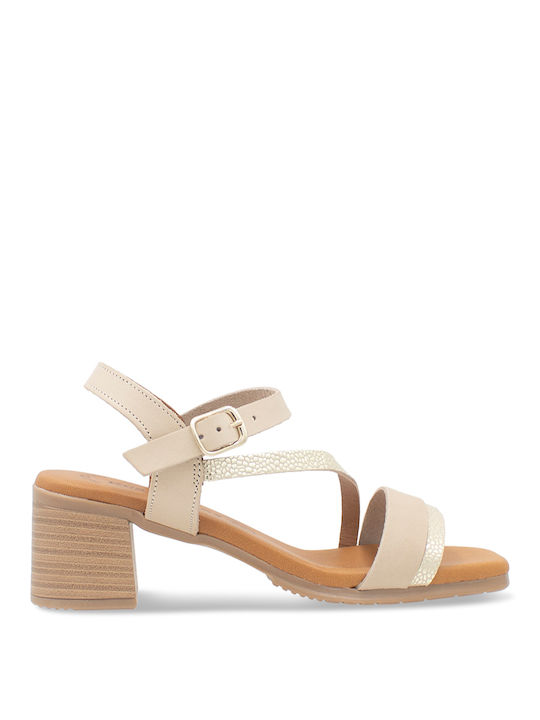 Eva Frutos Leather Women's Sandals Beige