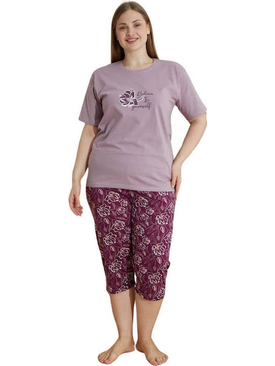 Pijamale Capri pentru Femei cu Mâneci Scurte 0942 Multicolor