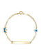 Silver 925 Children's ID Bracelet with Eye and Boat Enamel Charm