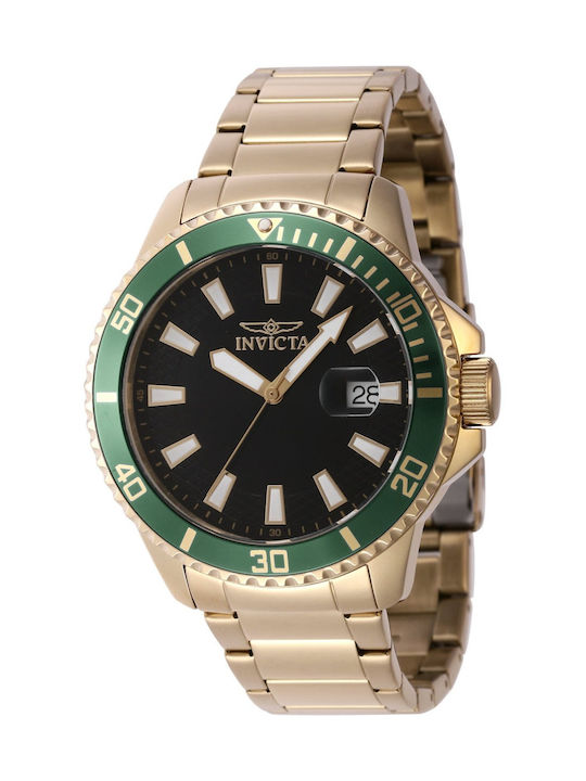 Invicta Herrenuhr 45mm Batterie mit Gold Metallischem Armband